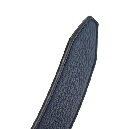 Fendi Cuoio Romano Glazed Fabric Enamel FF 1974 FF Buckle Reversible Belt 85 34 Blue Notte Tobacco Moro 5 of 5