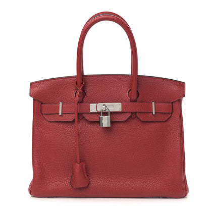 Hermes Taurillon Clemence Birkin 30 Rouge Casaque 1 of 10