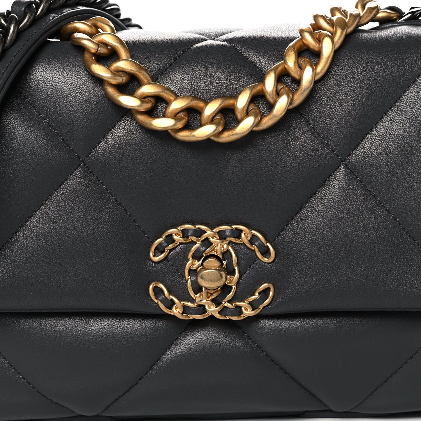Lambskin Quilted Medium Chanel 19 Flap Dark Grey