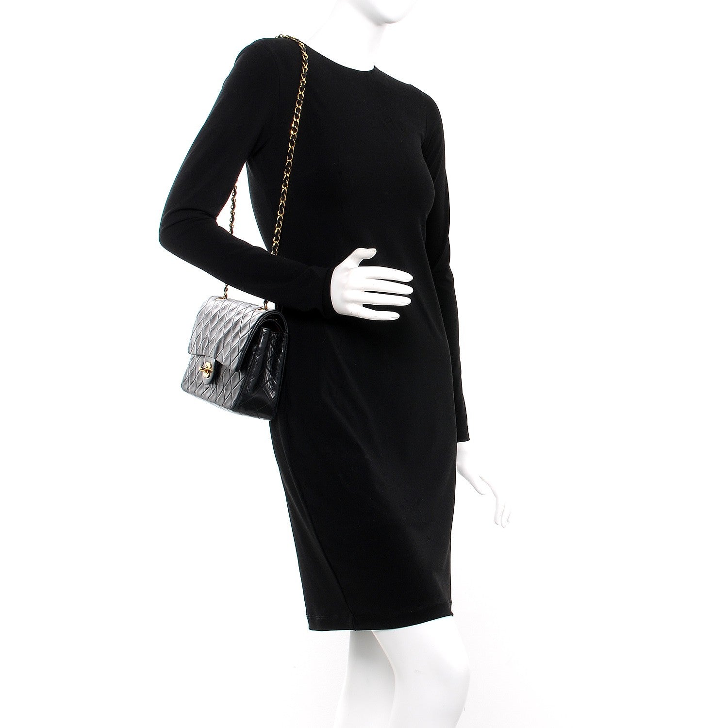 Chanel Lambskin Quilted Medium Double Flap Black 2 of 12