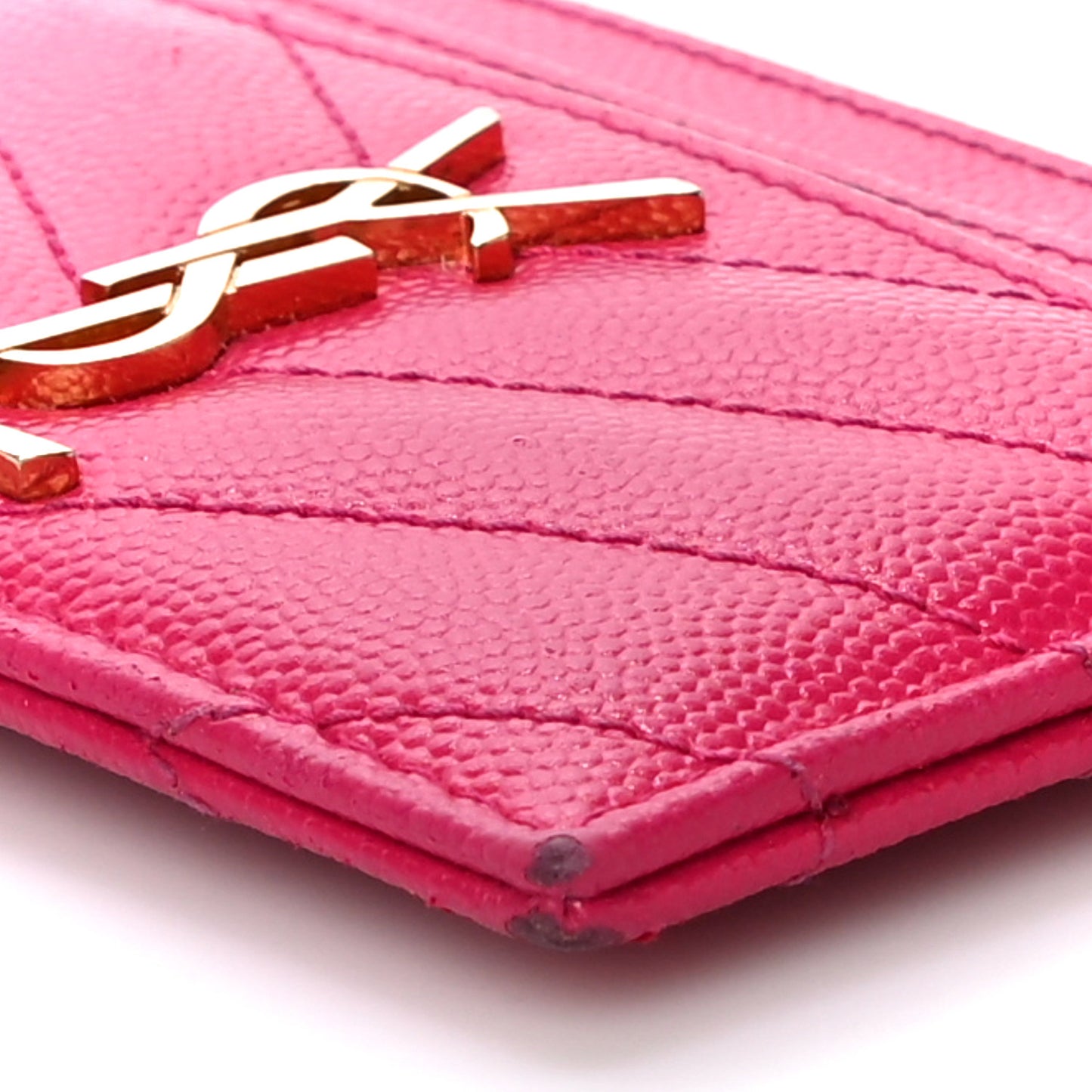 Grain De Poudre Matelasse Chevron Monogram Credit Card Case Bubblegum
