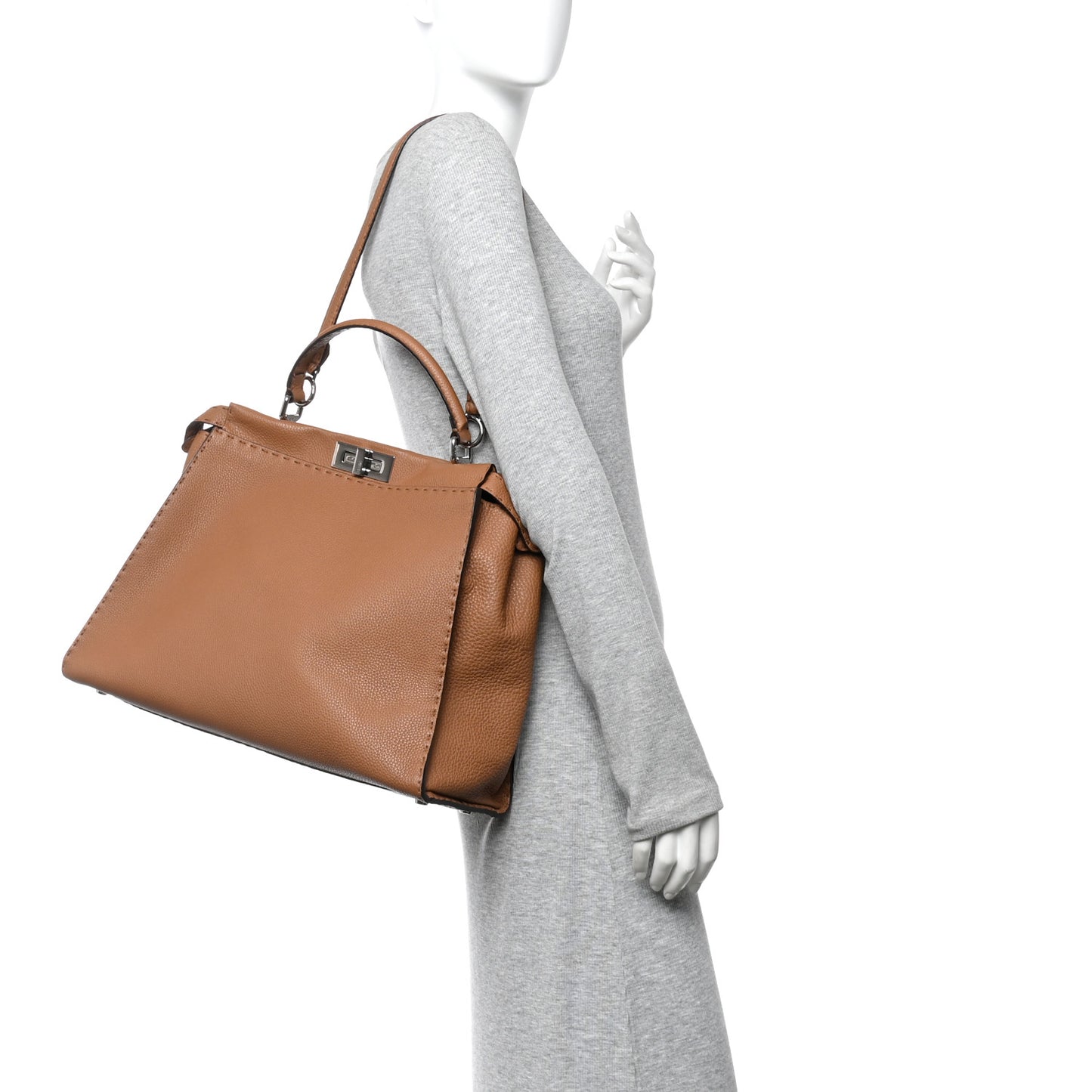 Cuoio Romano Selleria Bi-Color Large Peekaboo Iconic Satchel  Mou Deserto