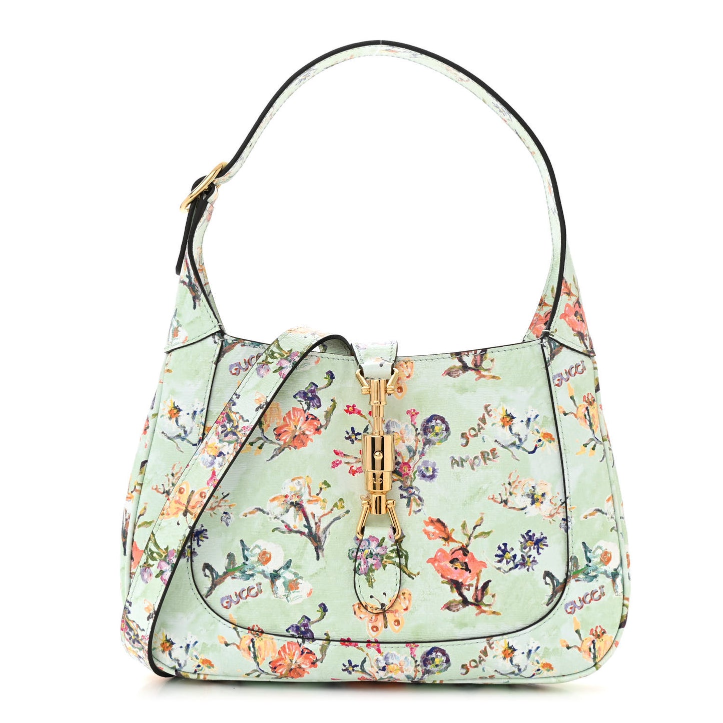 New Shangai Calfskin Soave Amore Printed Small Jackie 1961 Hobo Mint Green