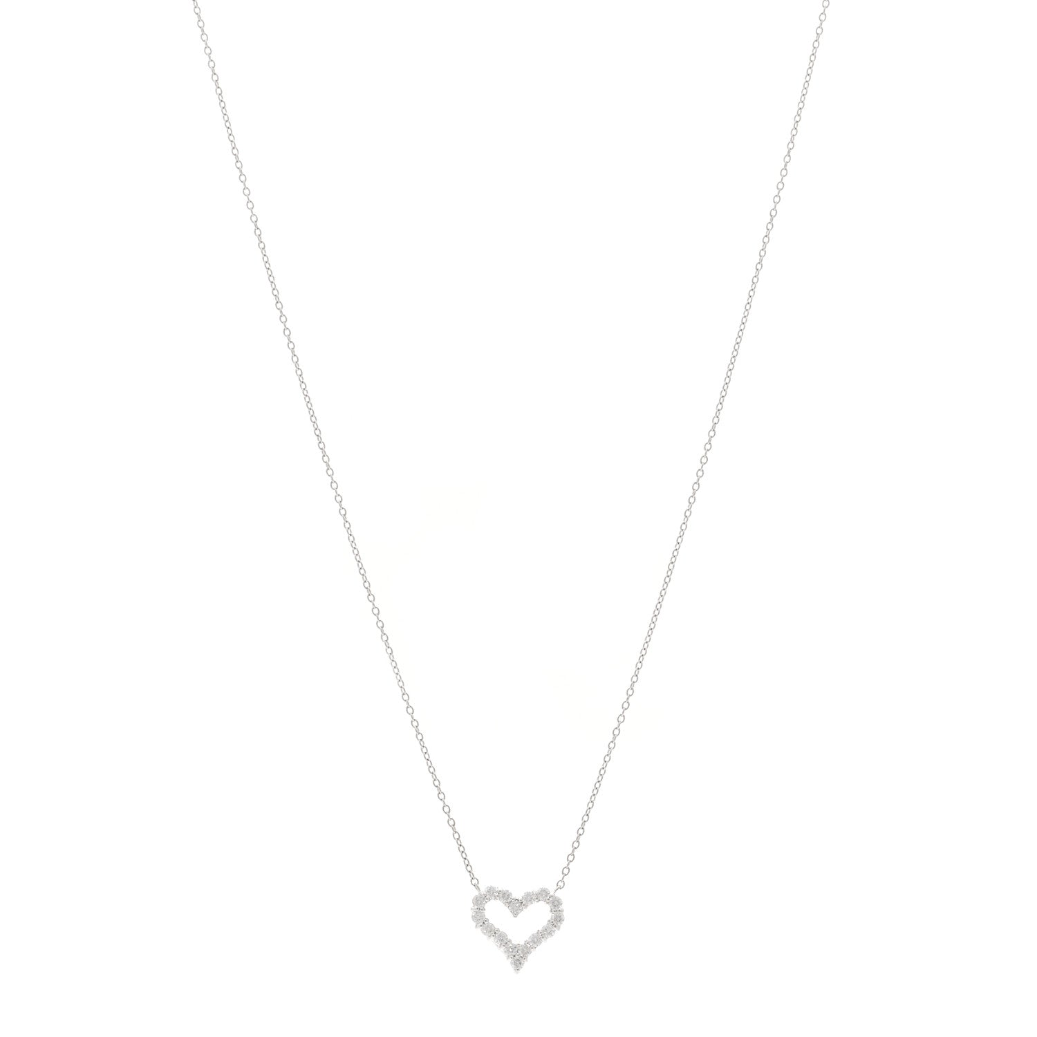 Tiffany Platinum Diamond Mini Heart Pendant Necklace 1 of 4