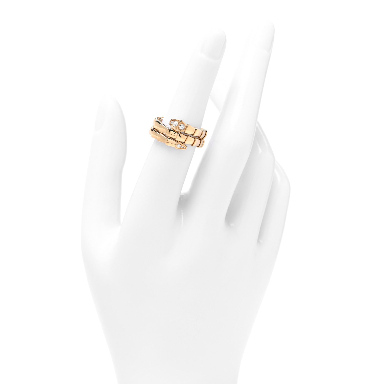 Bulgari 18K Yellow Gold Diamond Serpenti Viper Wrap Ring M 2 of 4