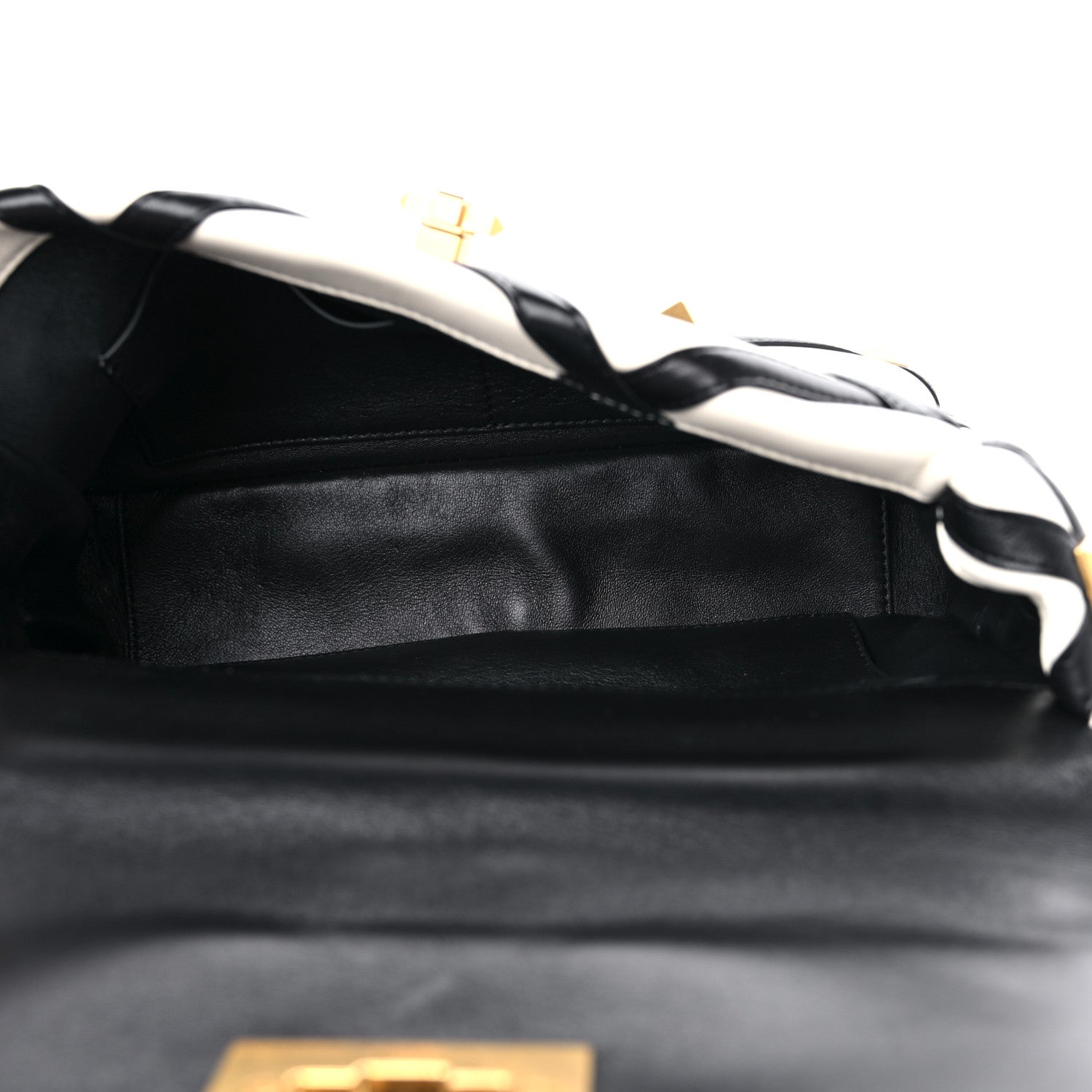 Valentino Garavani Nappa Large Roman Stud Shoulder Bag Ivory Black 5 of 8