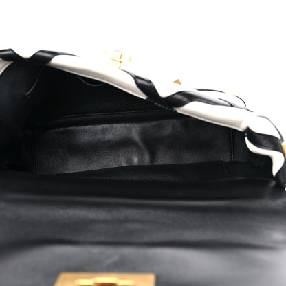 Valentino Garavani Nappa Large Roman Stud Shoulder Bag Ivory Black 5 of 8