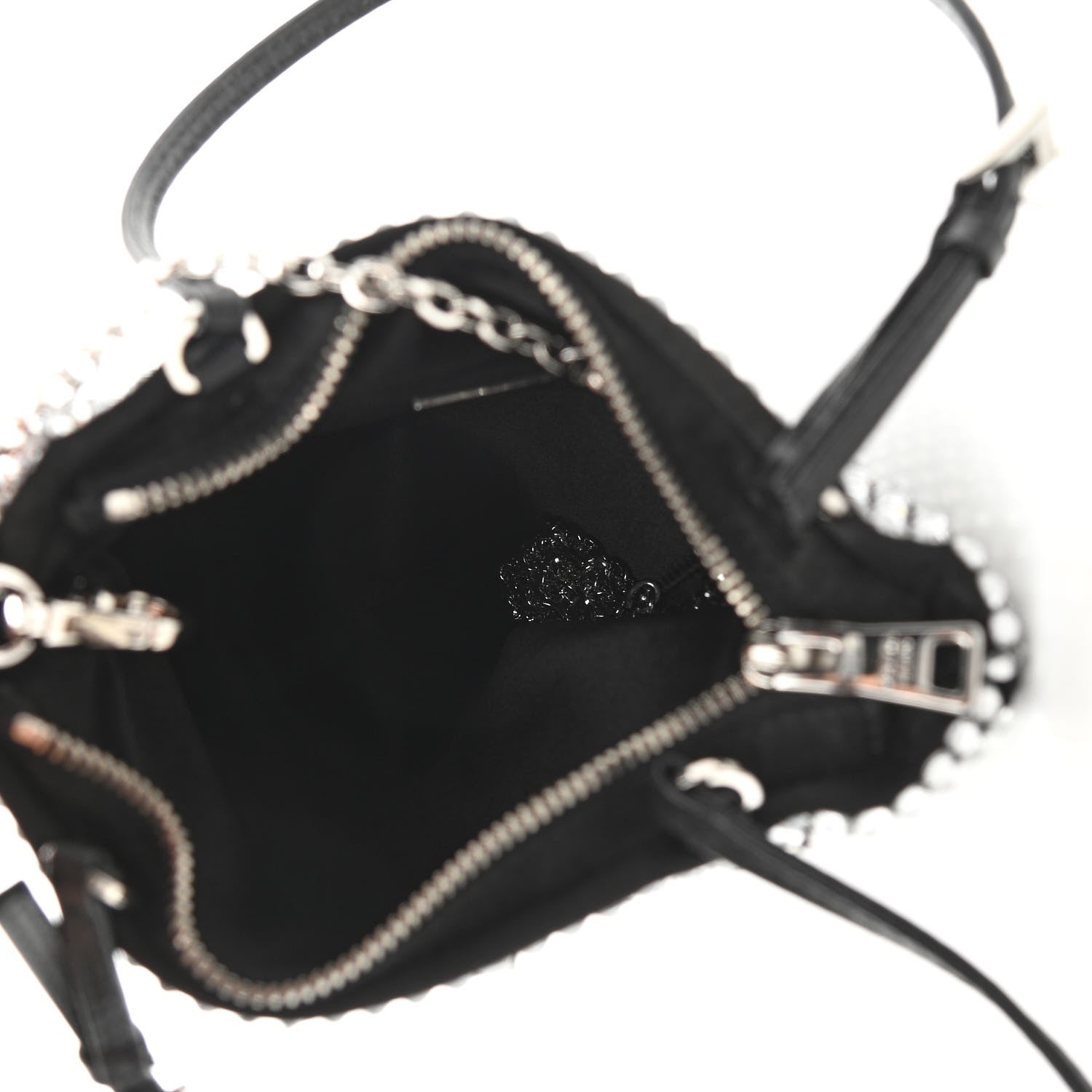 Prada Satin Crystal Metal Triangle Logo Chain Crossbody Handbag Cristal 5 of 10