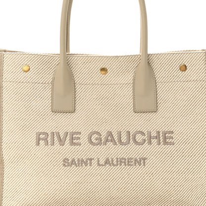 Saint Laurent Linen Calfskin Small Rive Gauche Tote Beige Sea Salt 7 of 12