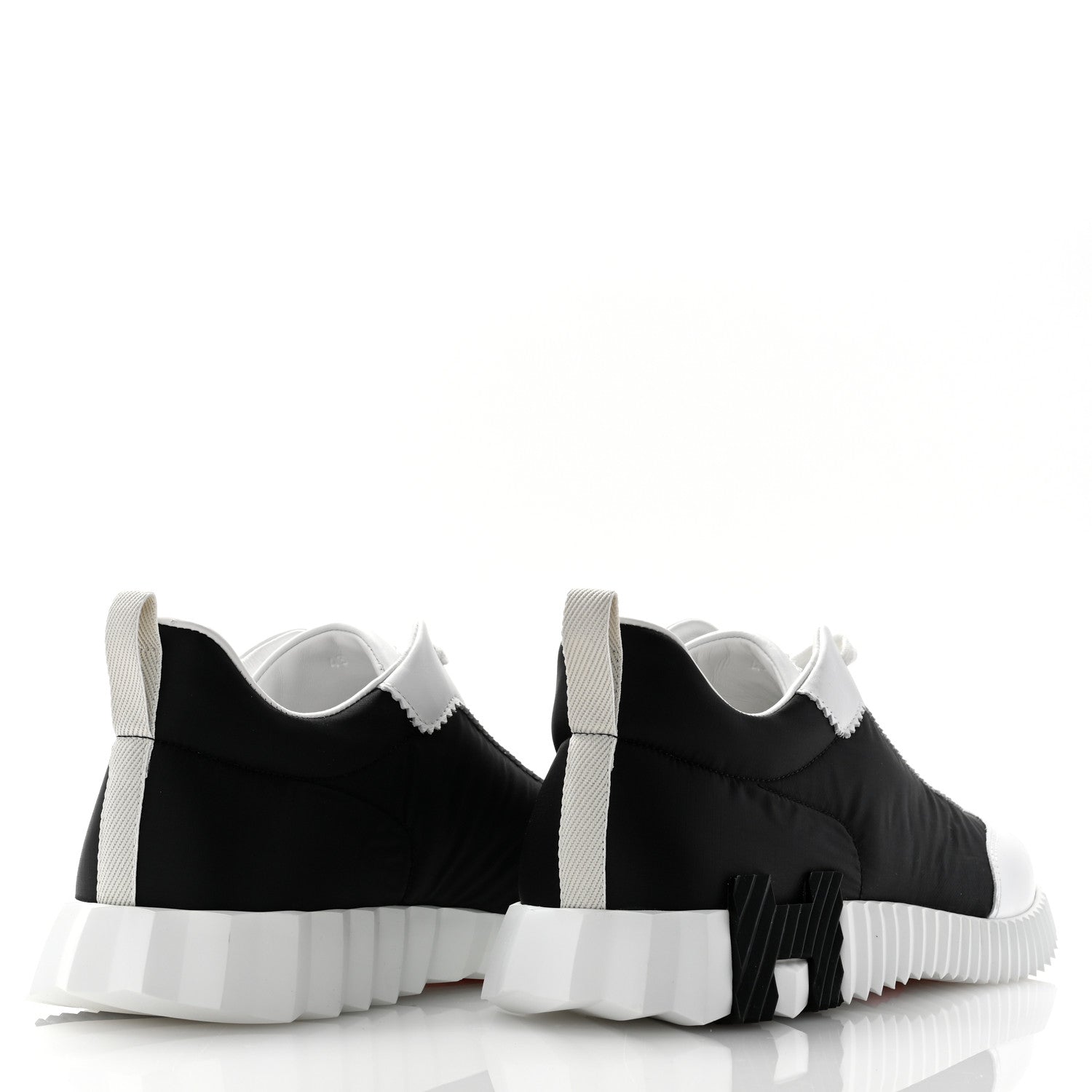 Hermes Ripstop Fabric Calfskin Mens Bouncing Sneakers 43 Black White 4 of 9