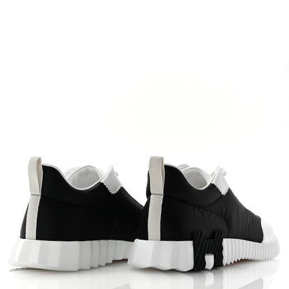 Hermes Ripstop Fabric Calfskin Mens Bouncing Sneakers 43 Black White 4 of 9