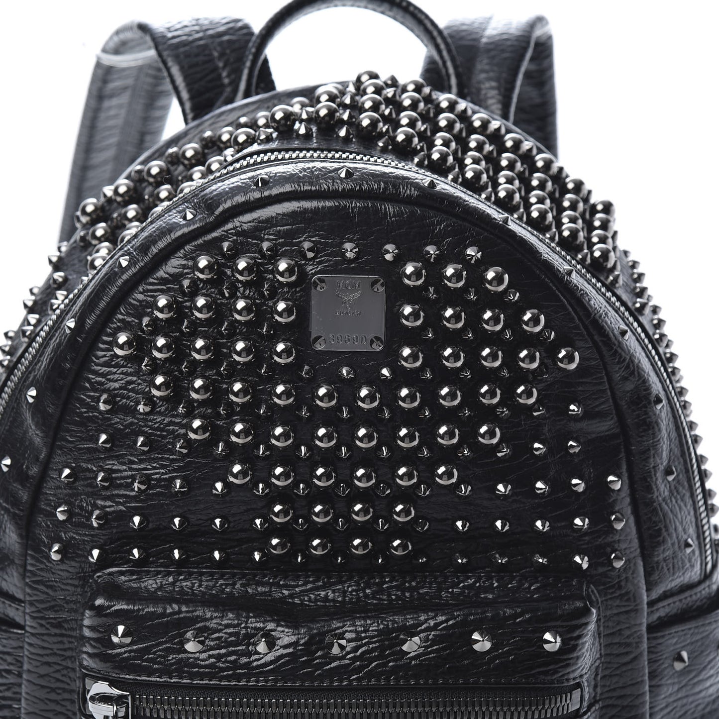 Grained Calfskin Pearl Stud Stark Backpack Black