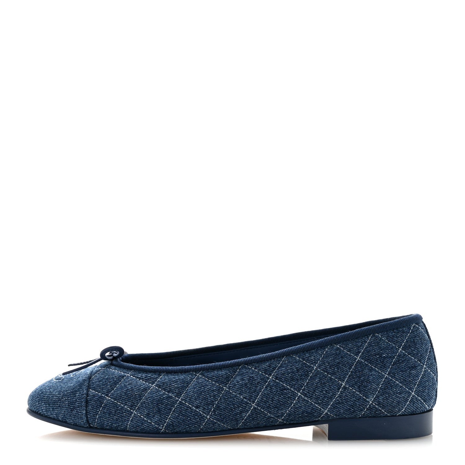 Chanel Washed Denim Quilted Cap Toe CC Ballerina Flats 39 Blue 1 of 10