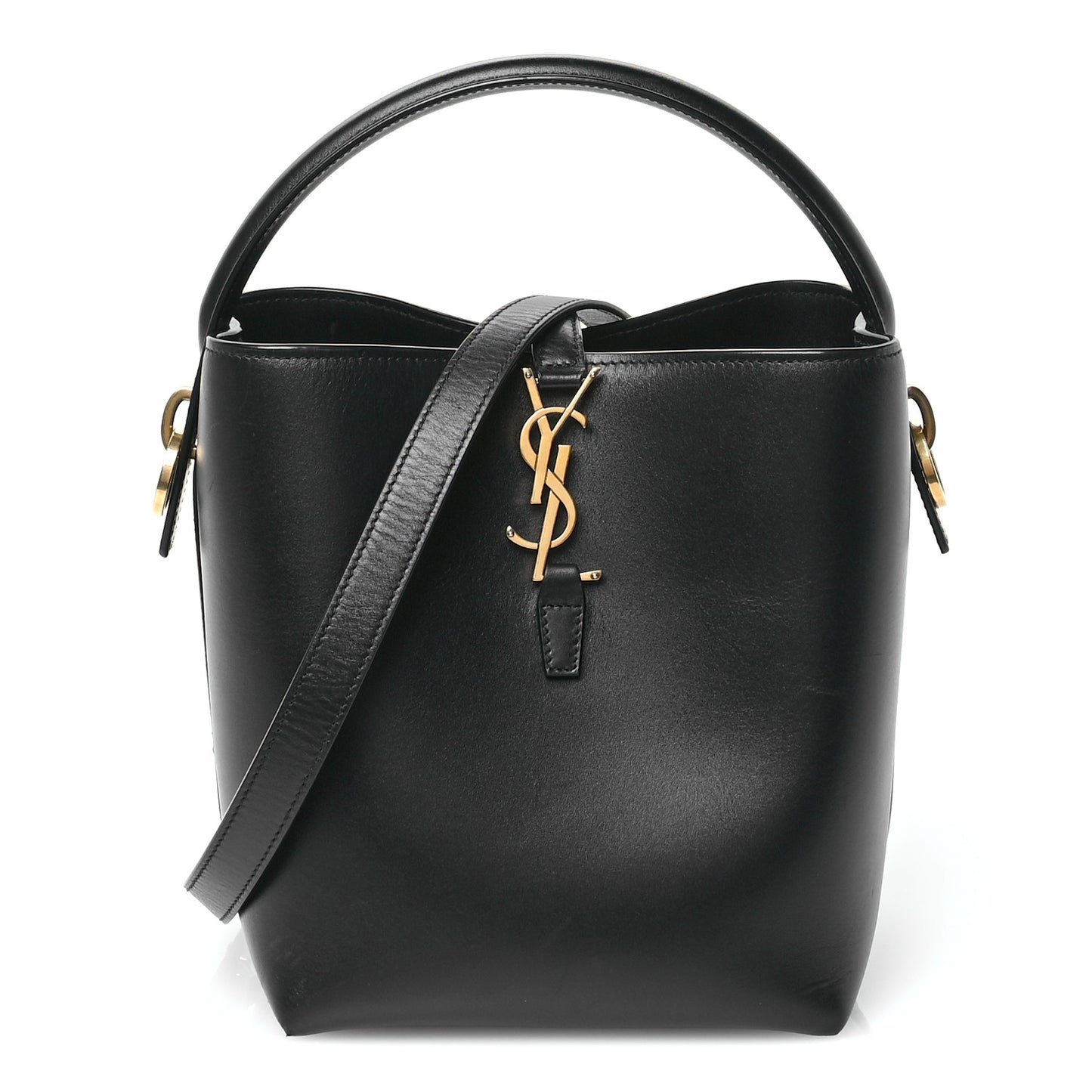 Shiny Calfskin Le 37 Mini Bucket Bag Black