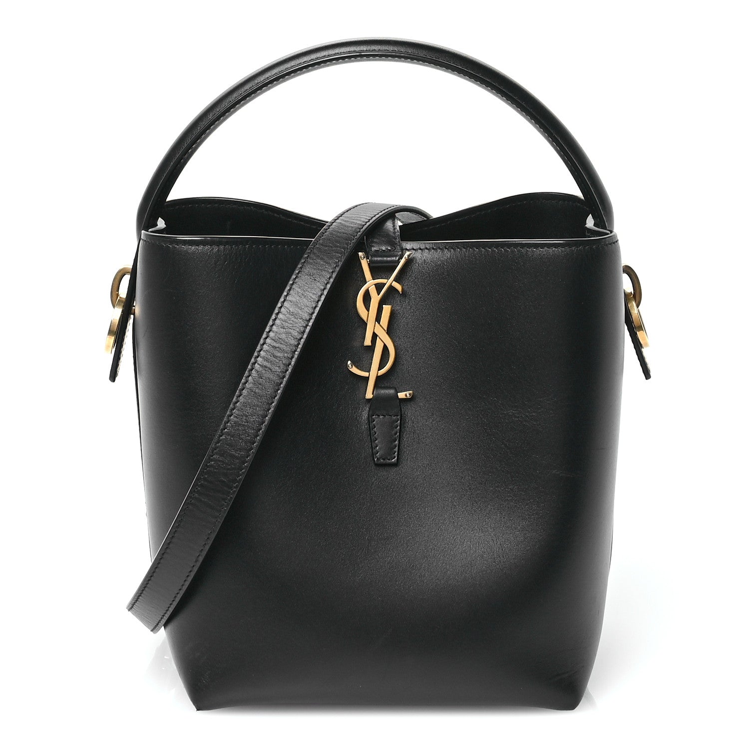 Saint Laurent Shiny Calfskin Le 37 Mini Bucket Bag Black 1 of 10