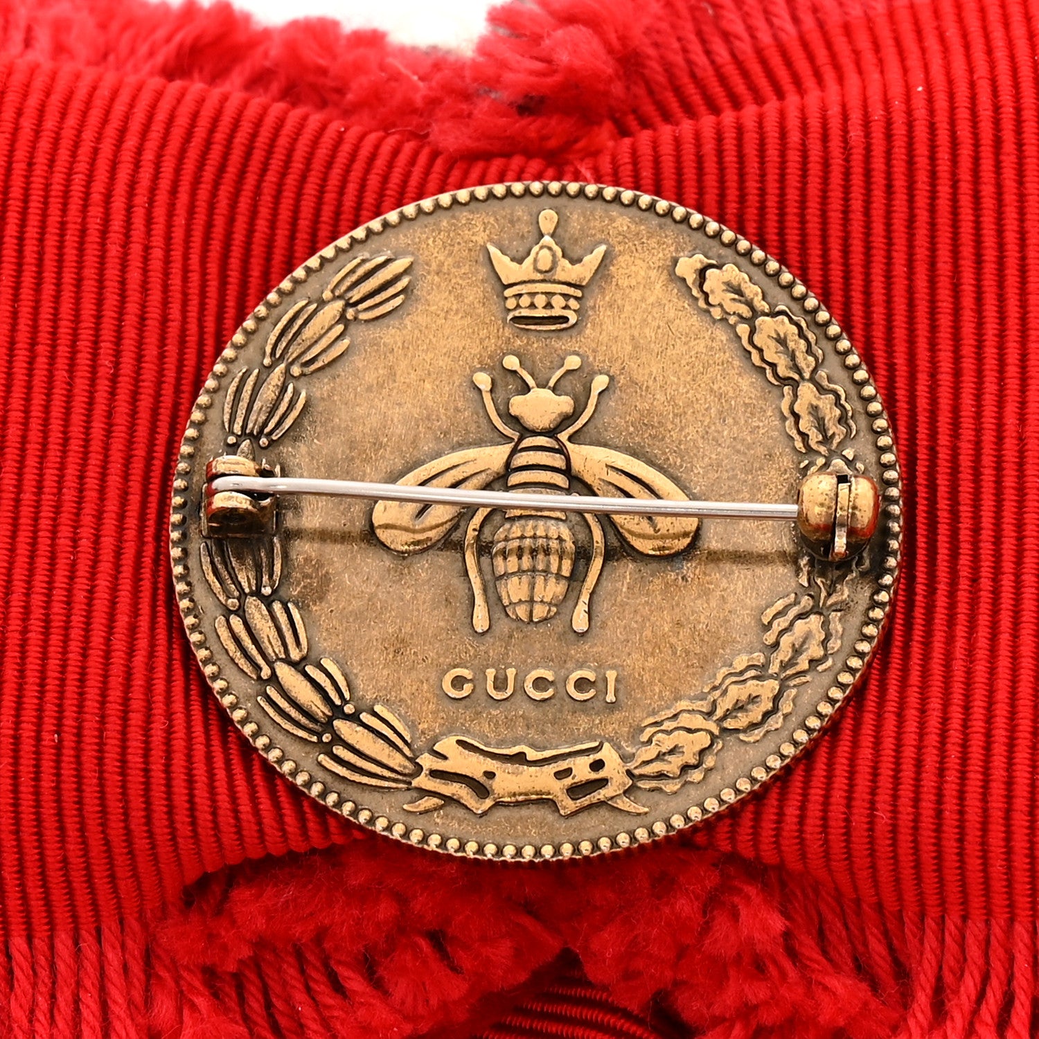 Gucci Grosgrain Crystal Bow Brooch Red 3 of 5