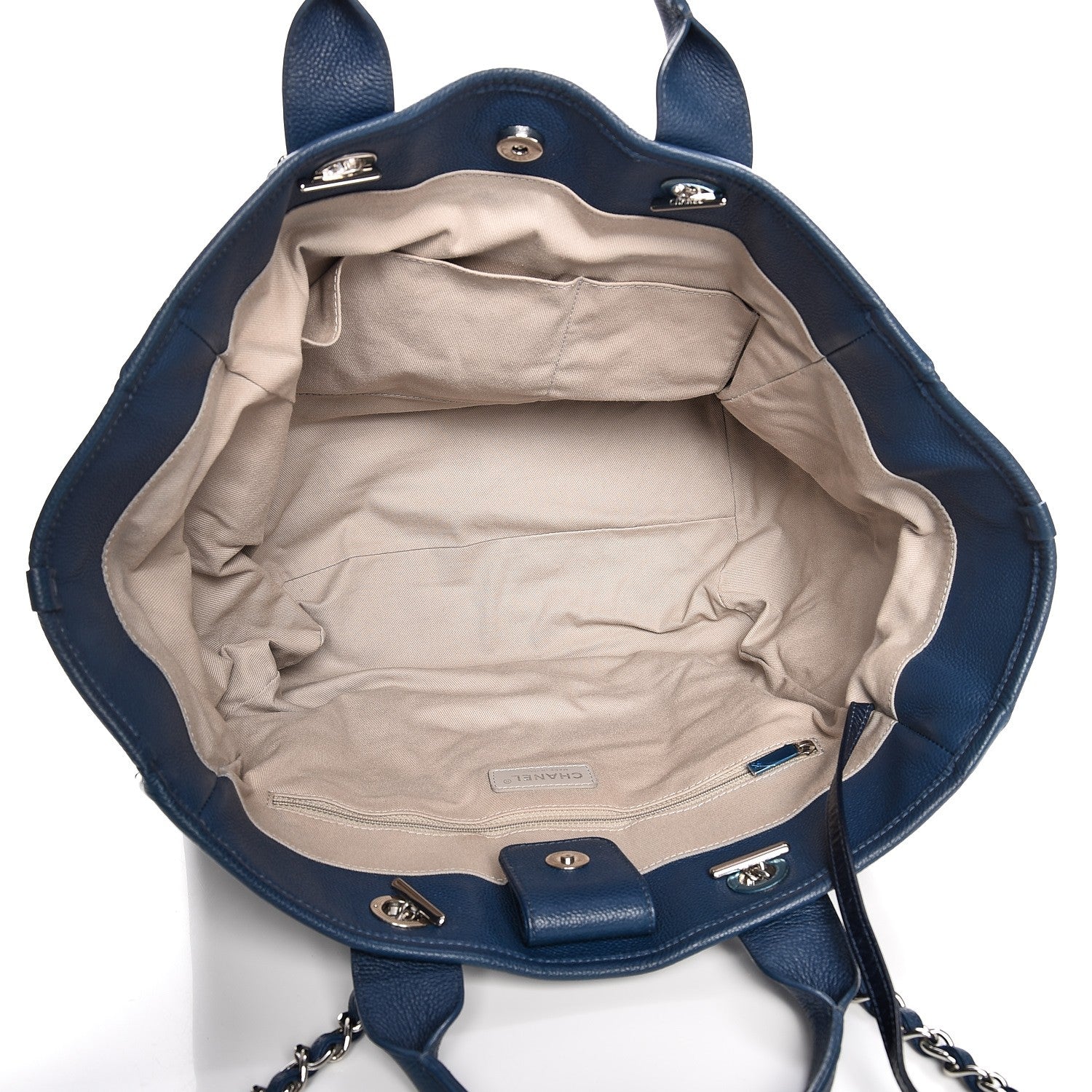 Chanel Glazed Calfskin Large Deauville Tote Blue 6 of 11