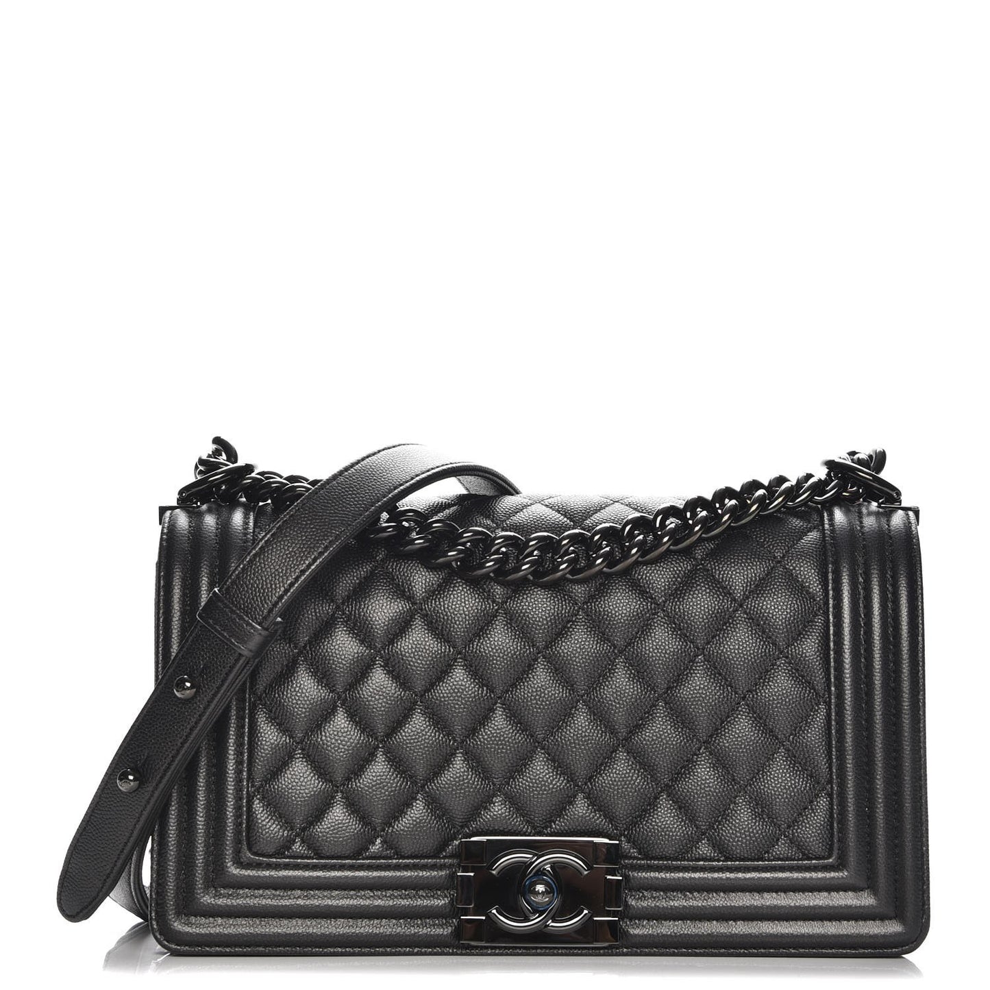 Caviar Quilted Medium Boy Flap So Black