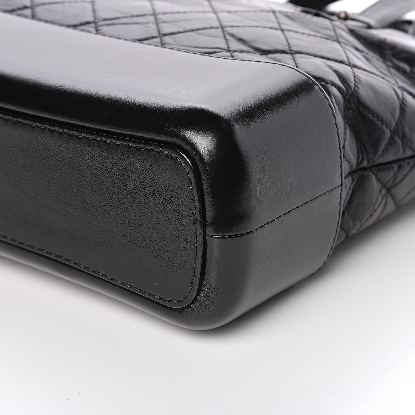 Calfskin Quilted Gabrielle Shopping Tote Black