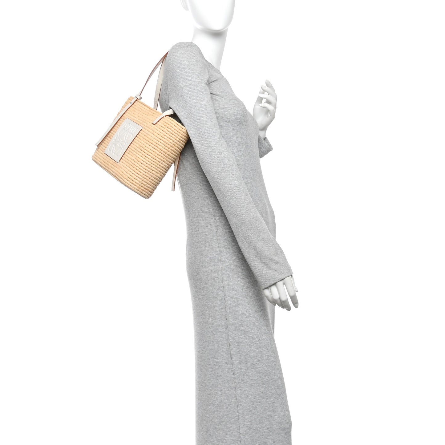 Raffia Square Small Basket Tote Bag Natural White