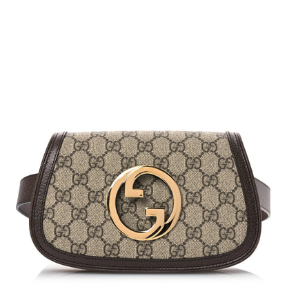Gucci GG Supreme Monogram Textured Dollar Calfskin Blondie Belt Bag 90 36 Beige Ebony New Acero 1 of 11