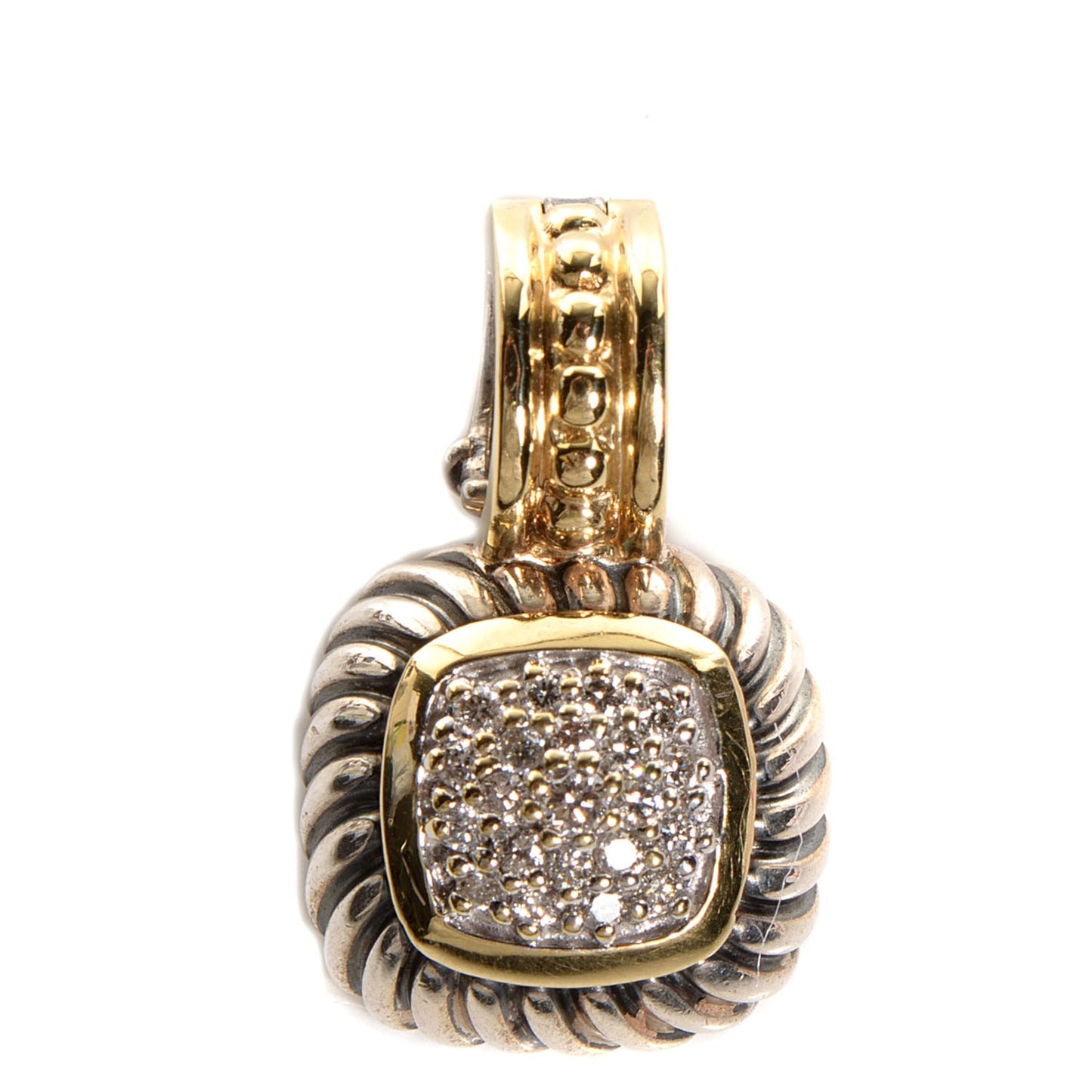 Sterling Silver 18k Gold Diamond 7mm Albion Enhancer Pendant