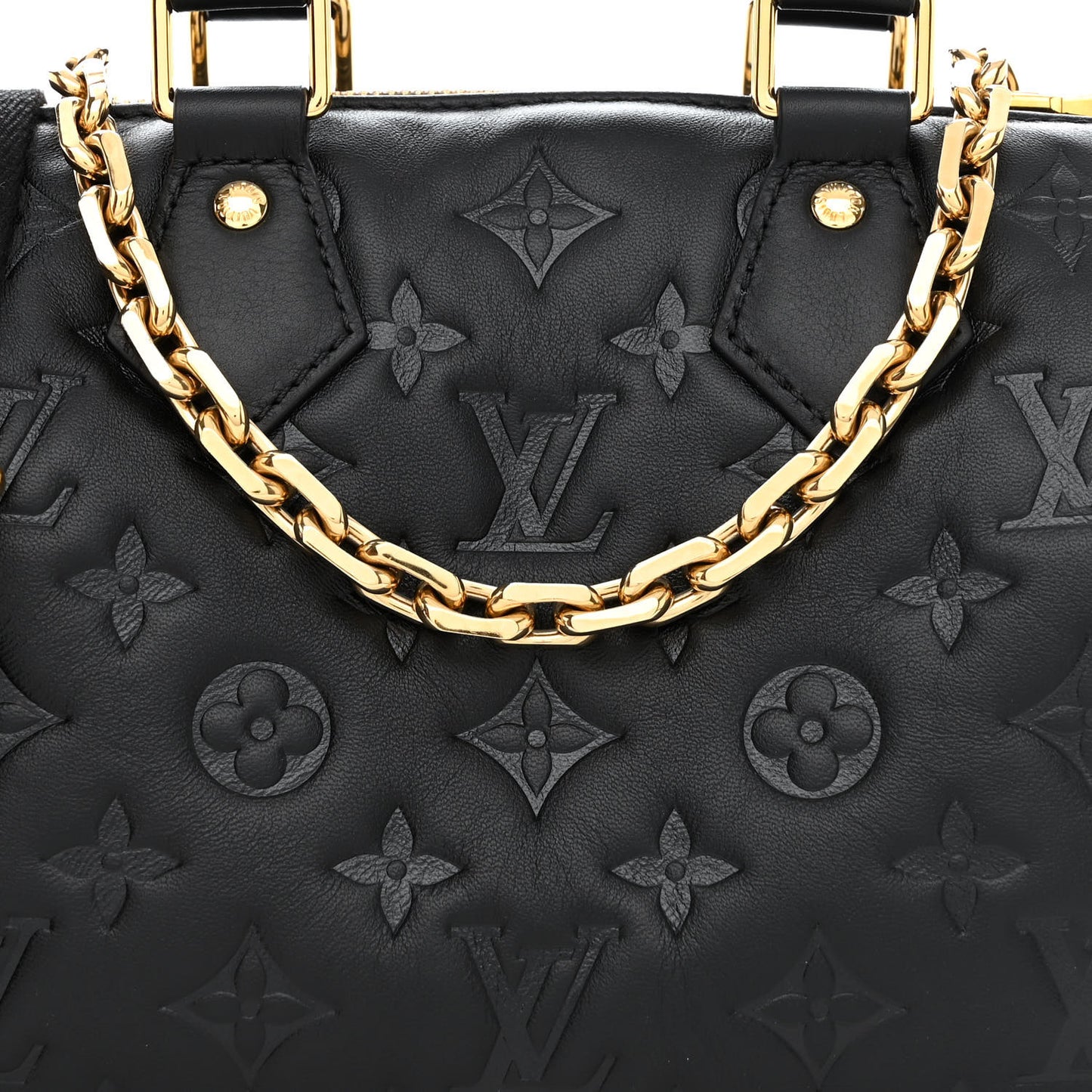 Lambskin Embossed Monogram Speedy 22 Bandouliere Black