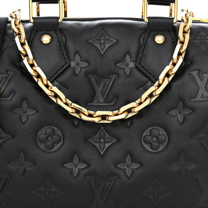 Louis Vuitton Lambskin Embossed Monogram Speedy 22 Bandouliere Black 7 of 10
