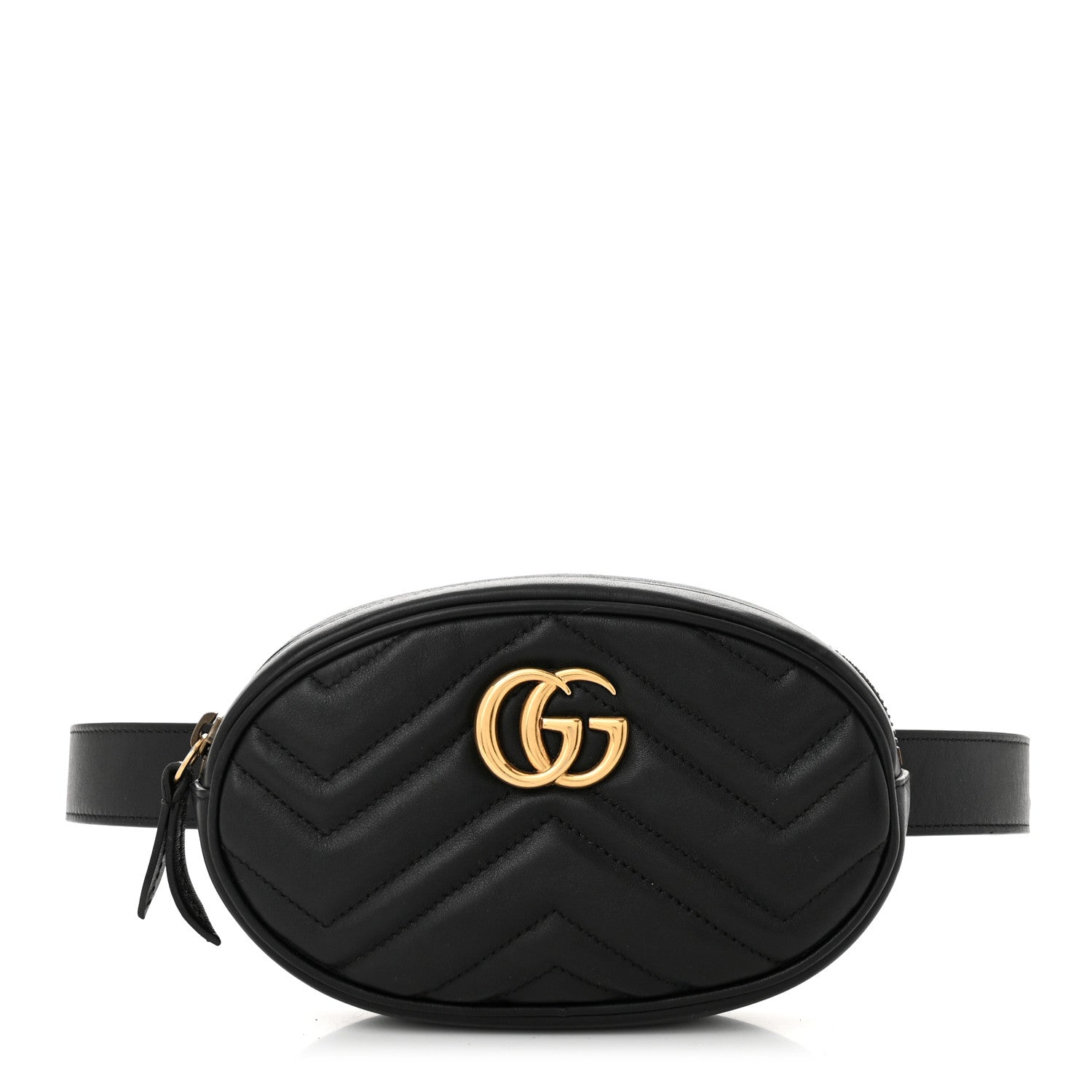 Gucci Calfskin Matelasse GG Marmont Belt Bag 95 38 Black 1 of 10