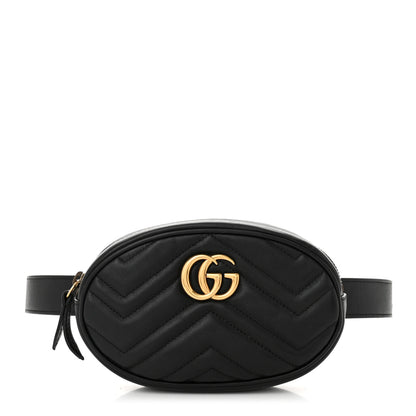 Gucci Calfskin Matelasse GG Marmont Belt Bag 95 38 Black 1 of 10