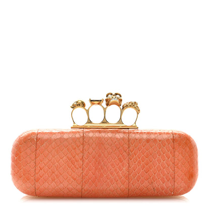 Alexander McQueen Snakeskin Knuckle Box Clutch Orange 1 of 9