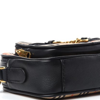 Burberry 1983 Knight Check Smooth Calfskin Link Camera Bag Black 7 of 9
