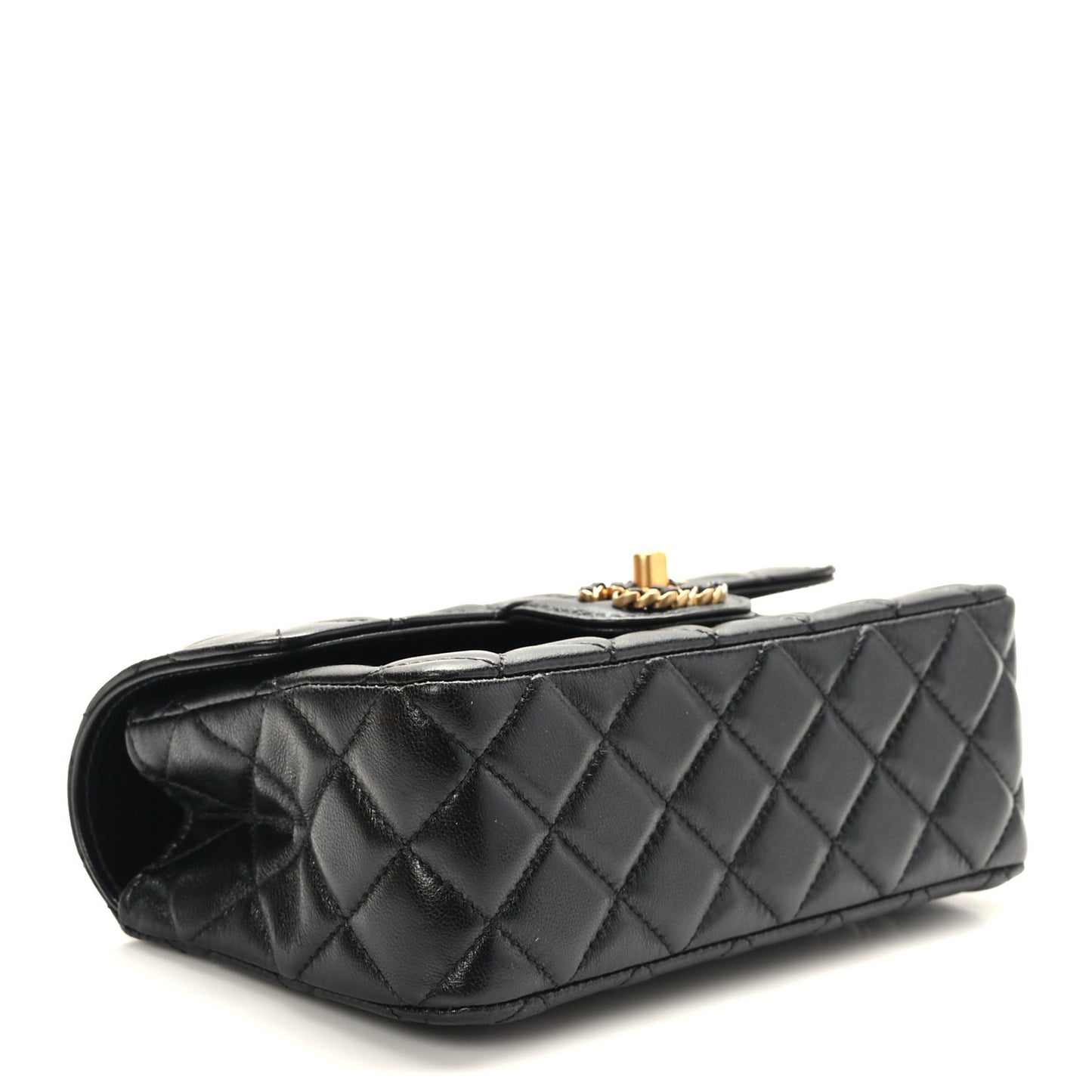 Lambskin Quilted Mini Strass On Top Flap Black