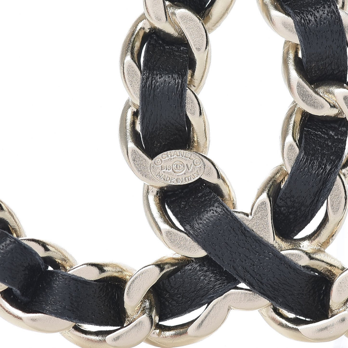 Lambskin Chain CC Brooch Black Gold
