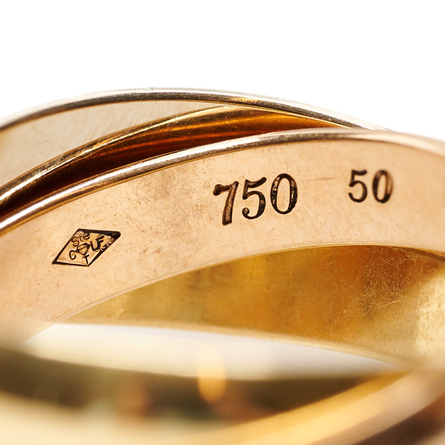 Cartier 18K Pink Yellow White Gold Classic Les Must De Cartier Trinity Ring 50 5.25 8 of 8
