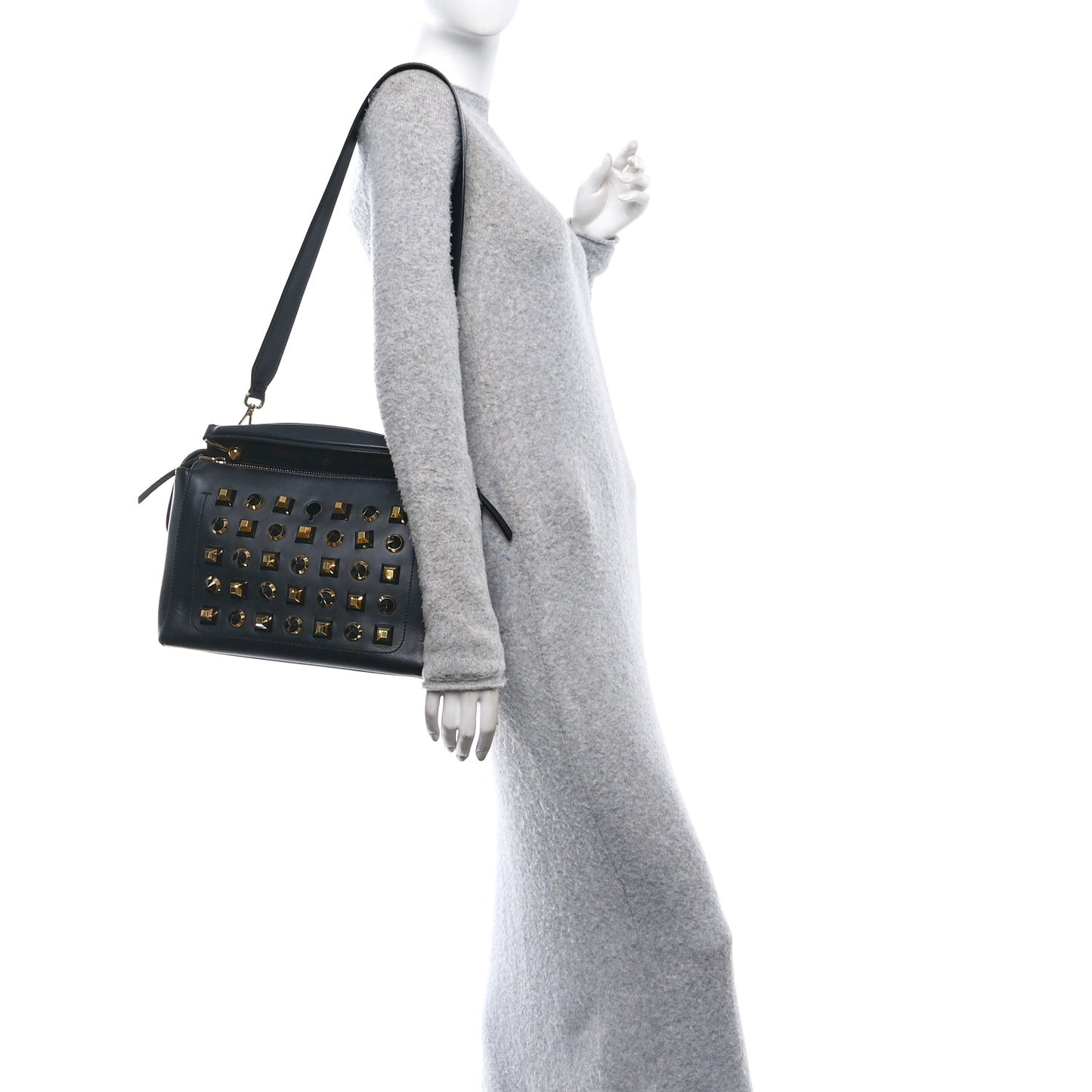 Vitello Baltico Studded Dotcom Satchel Black