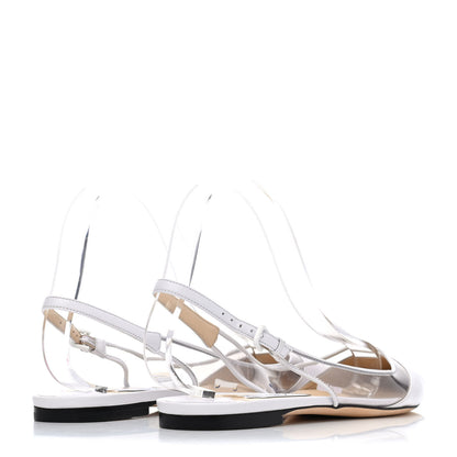 Jimmy Choo Kid PVC Erin Slingback Flats 39 White 3 of 4