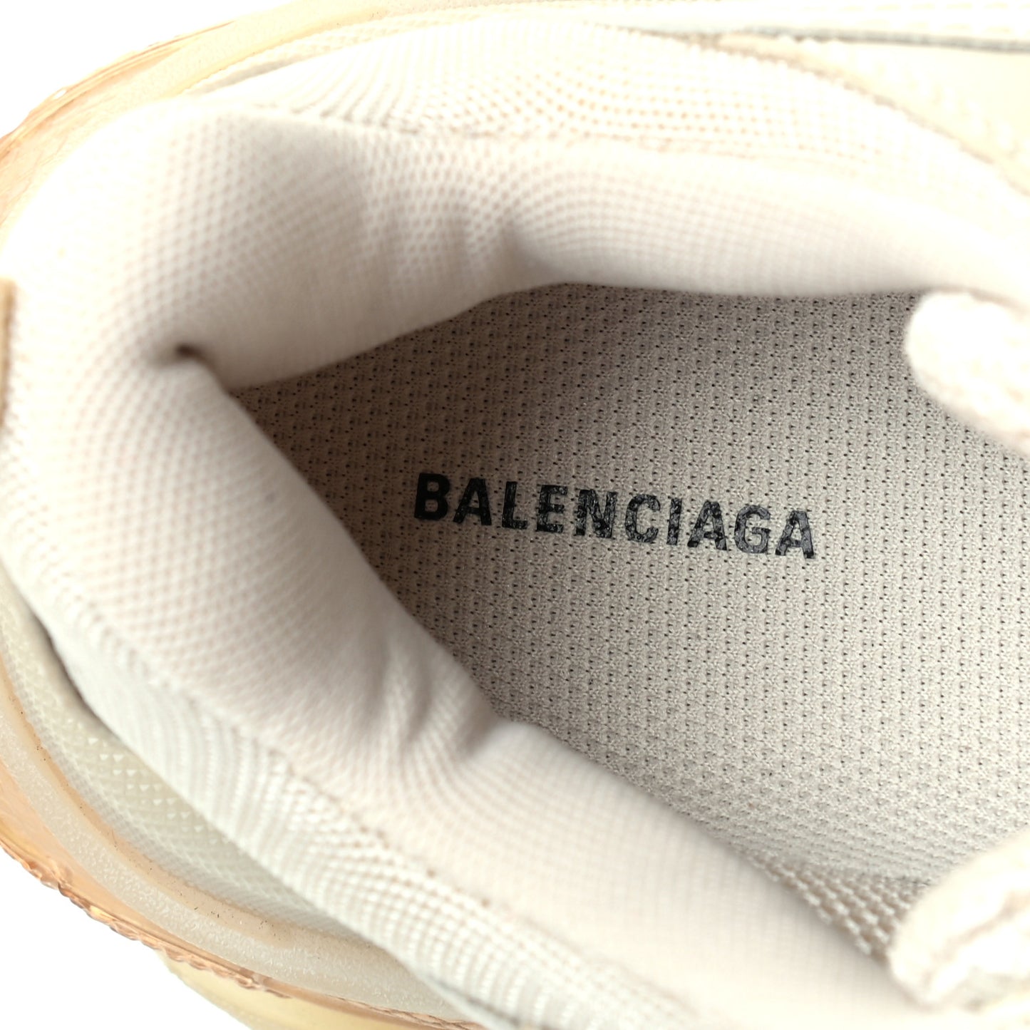 Fabric Mesh Clear Sole Womens Triple S Sneakers 38 Beige