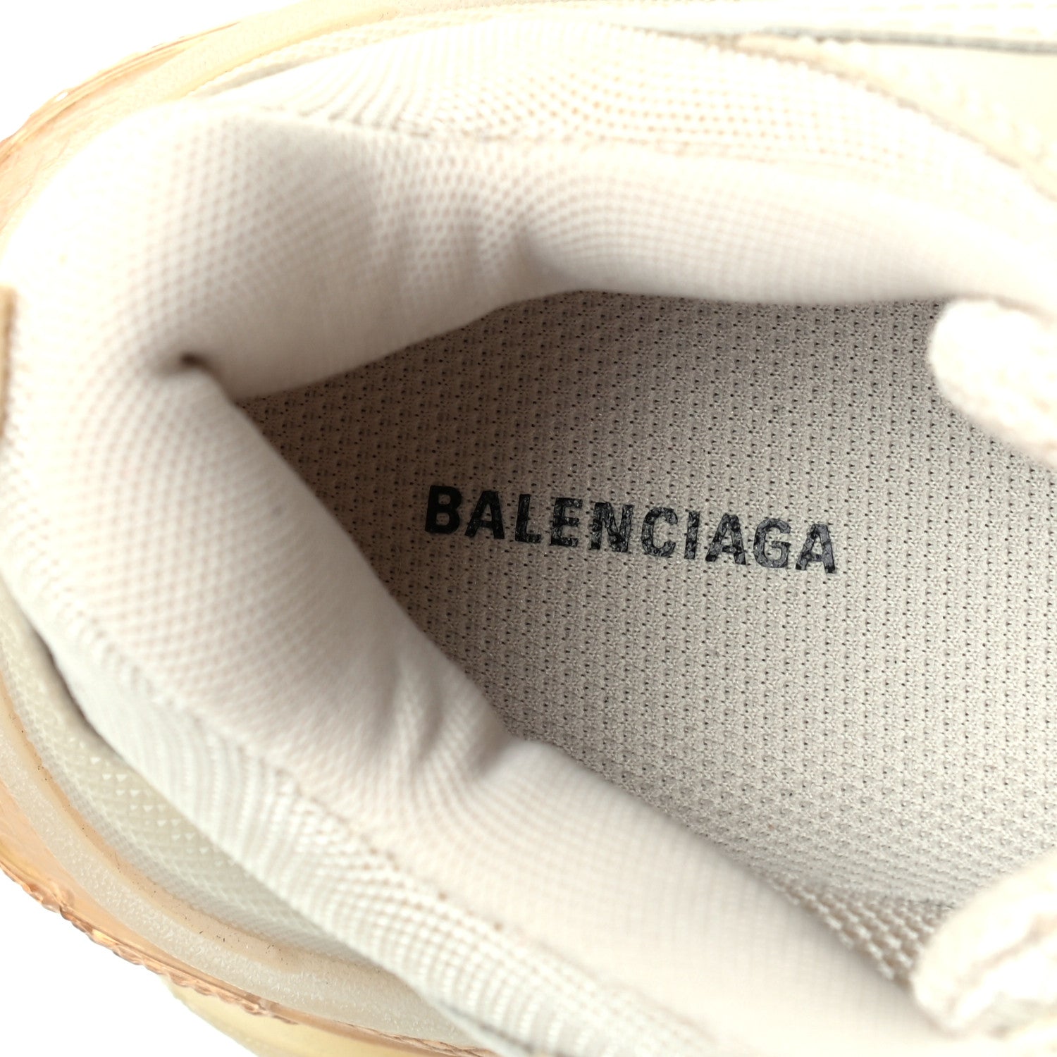 Balenciaga Fabric Mesh Clear Sole Womens Triple S Sneakers 38 Beige 7 of 8