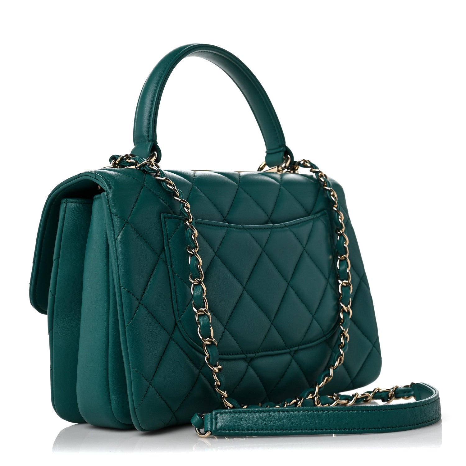 Chanel Lambskin Quilted Small Trendy CC Flap Dual Handle Bag Green 3 of 9