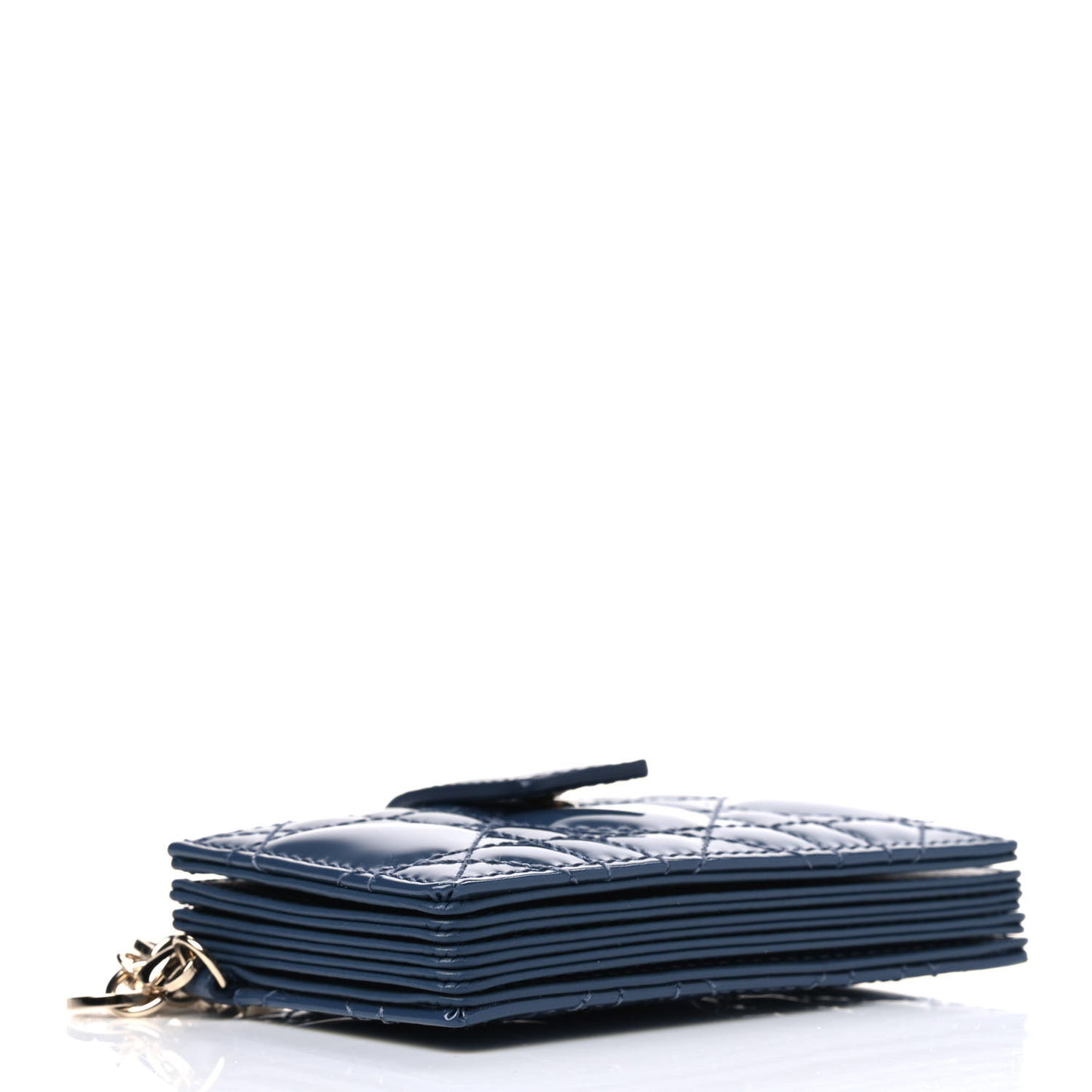 Patent Cannage Lady Dior 5-Gusset Card Holder Navy Blue