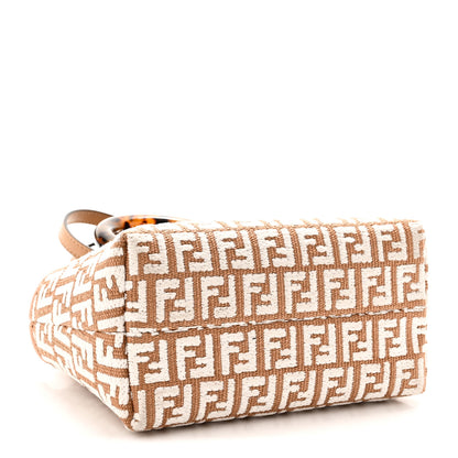 Fendi Raffia Chenille Vitello King Plexiglass Micro FF Mini By The Way Top Handle Boston Bag Naturale White 4 of 10