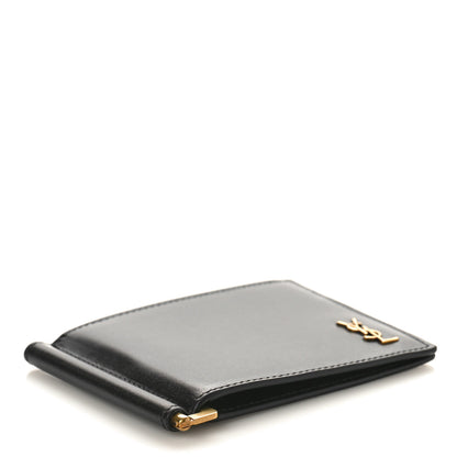 Saint Laurent Shiny Calfskin Tiny Cassandre Bill Clip Wallet Black 4 of 7