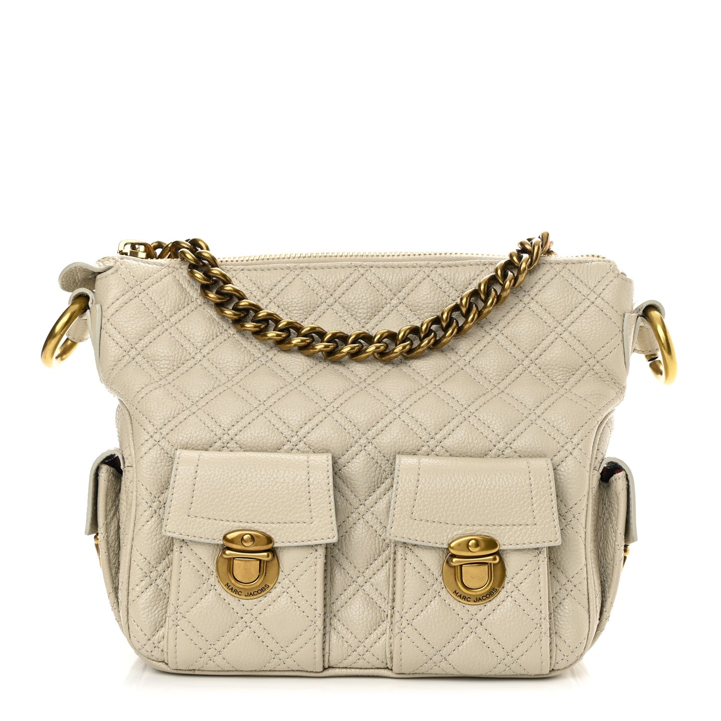 Calfskin Quilted Multipocket Hobo Milk