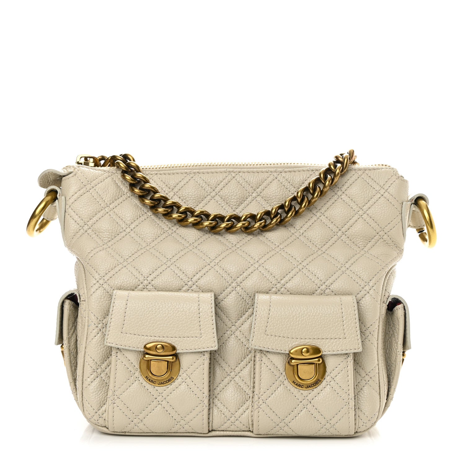 Marc Jacobs Calfskin Quilted Multipocket Hobo Milk 1 of 18