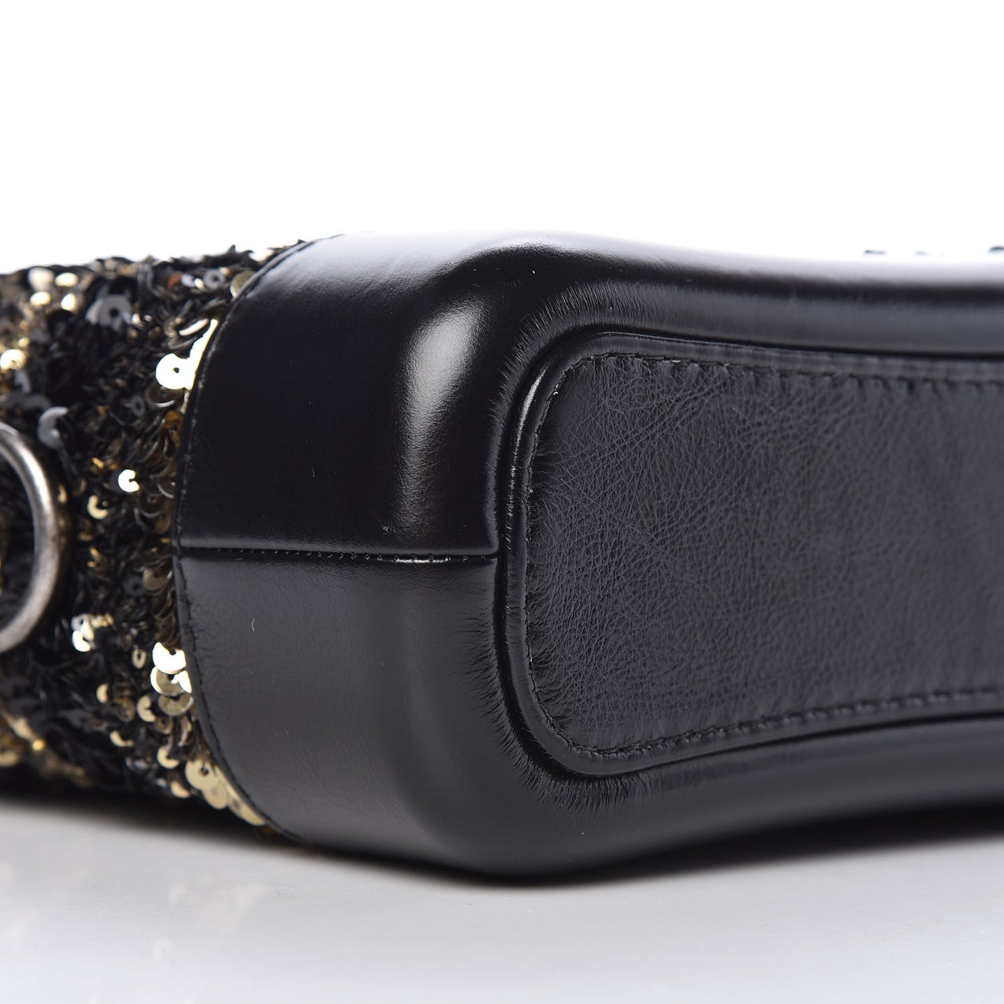 Sequin Calfskin Small Gabrielle Hobo Black Gold