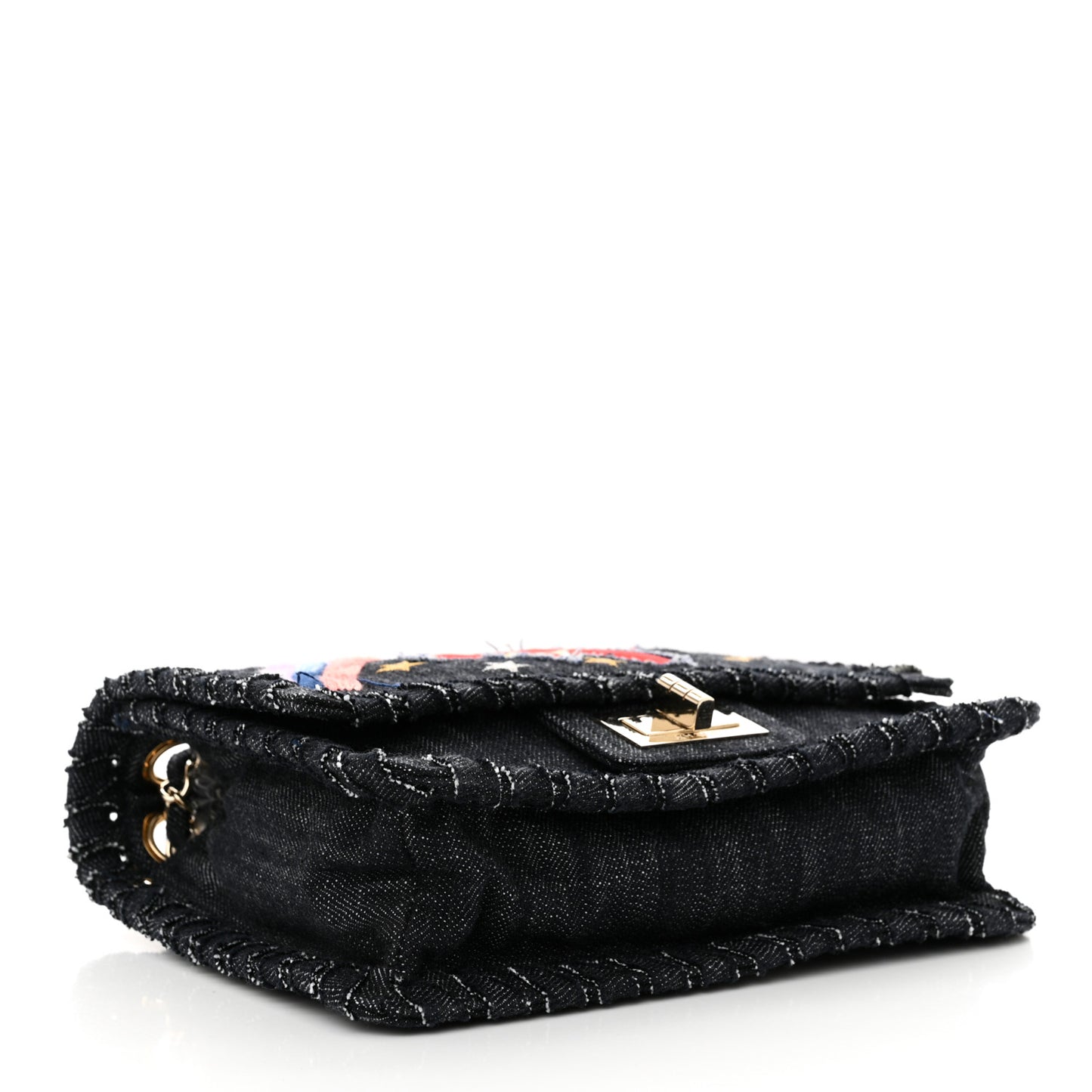 Denim Embroidered Night Flight Reissue Flap Blue