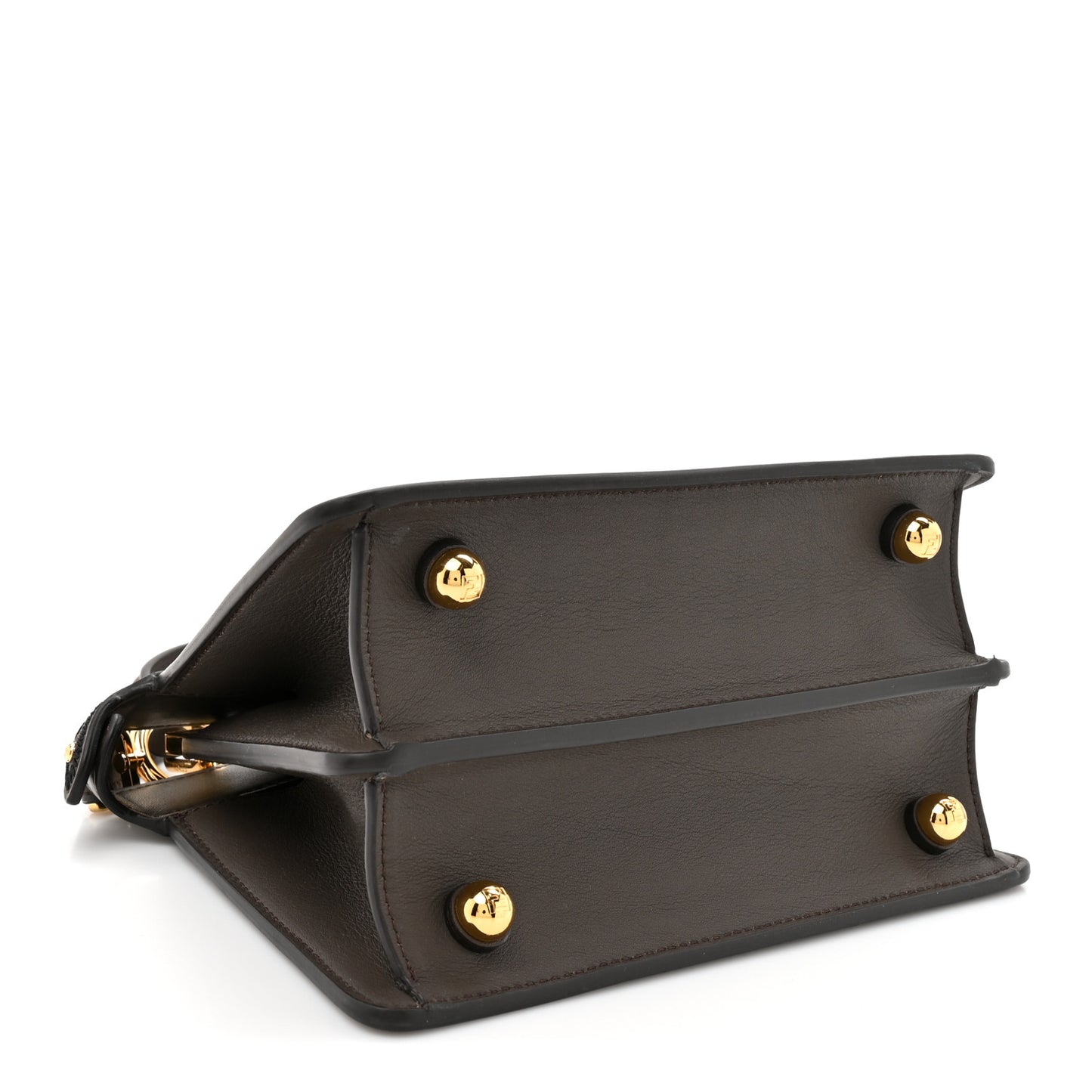 Vitello Seta Shiny Nappa Floral Embroidered Petite Peekaboo I SEE U Satchel Carbone Black