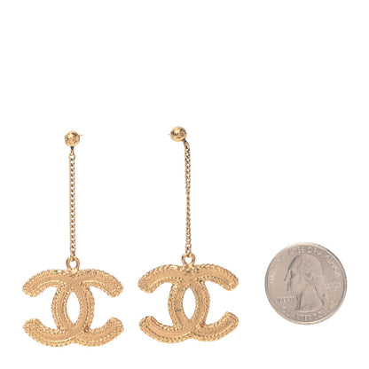 Chanel CC Drop Earrings Matte Gold 2 of 3