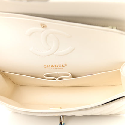 Chanel Caviar Quilted Medium Double Flap White 5 of 11